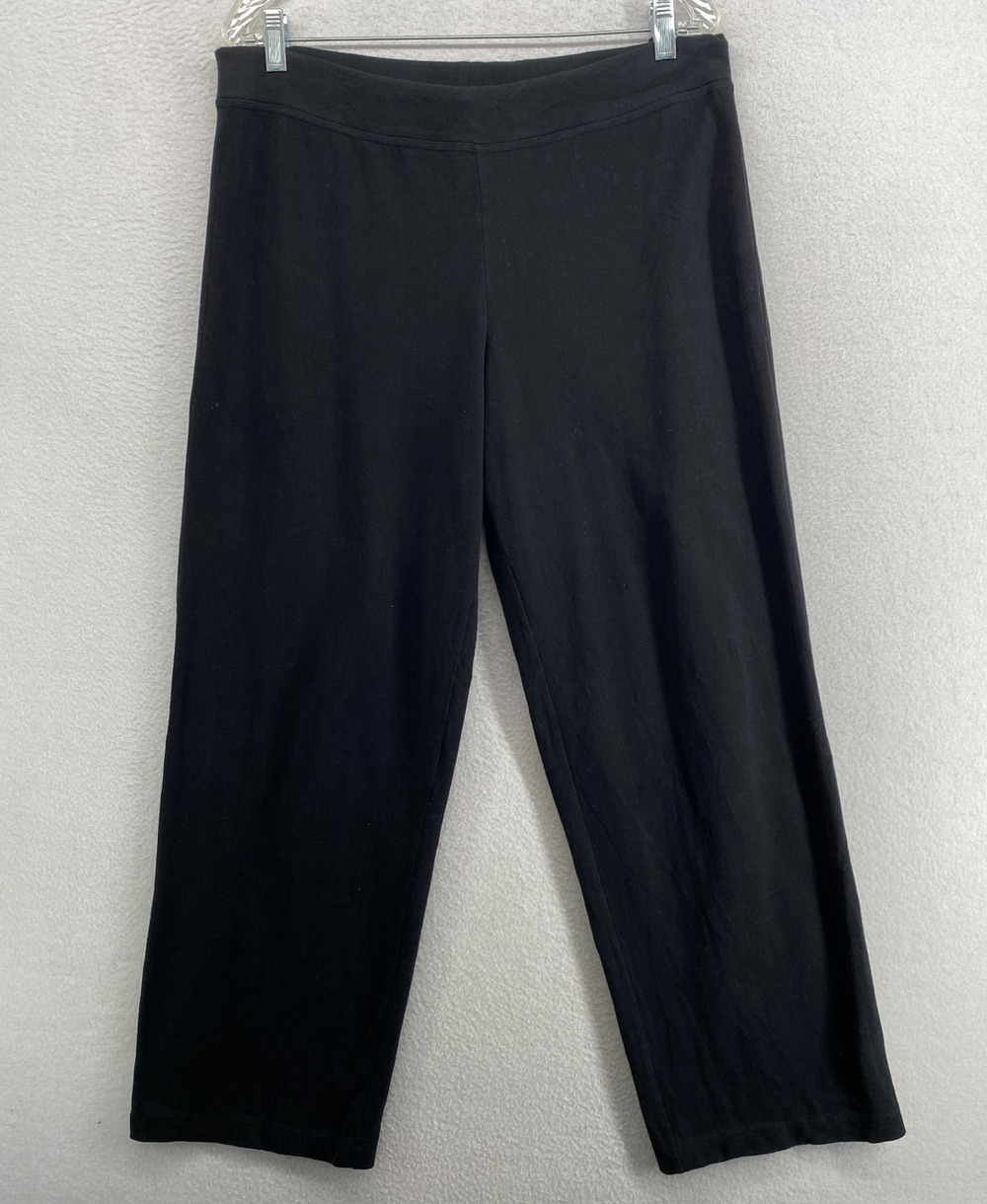 EILEEN FISHER Pants M Heavy Brushed Jersey Cotton Straight Pull On Black